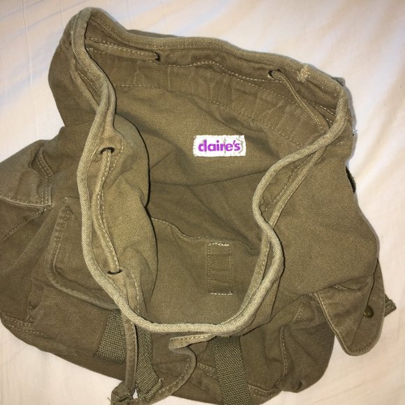 VINTAGE 2010s NWOT Claire's Green Khaki Girl's Backpack - Picture 5 of 6